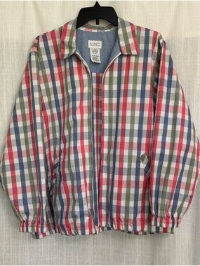 Vintage Koret Francisca Plaid Zip Up Windbreaker Jacket Retro 90s Size L